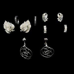 Lot Of 5 Silver Tone Clip On Earrings (4967)